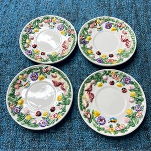 Vintage Merc Asia 1999 Garden Pary Ceramic Tea Cup Plates Floral